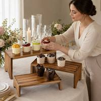 Présentoirs portables vintage en bois écologique à 3 niveaux peints pour cupcakes, aliments, desserts, parfums et décorations de mariage