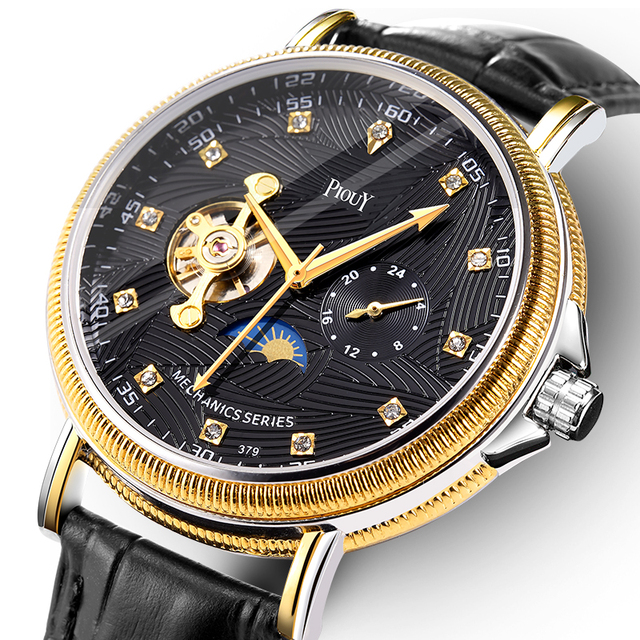 Piouy 379 OEM Manufacturer Best Selling Tourbillon Mechanical Watches Automatic Wristwatches Factory Custom Brand Mens Watch