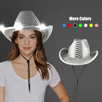 Chapeau de Cowboy scintillant en Denim pailleté argenté à la mode de haute qualité fonctions multiples pour l'obtention du diplôme Thanksgiving diverses fêtes