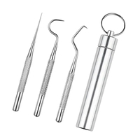 Ensemble de cure-dents en acier inoxydable, cure-dents réutilisables pour le nettoyage interdentaire, cure-dents portables, fil dentaire, nettoyeur de dents, outils de nettoyage buccal 2024