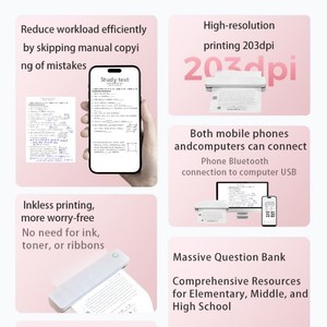 Imprimante thermique <span class=keywords><strong>portable</strong></span> A4 en métal, connectable au téléphone <span class=keywords><strong>portable</strong></span>, sans encre, pour documents domestiques et examens - Product Image 4