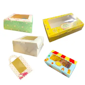 Takeout Hamburger Box Cakes and Pastries Packaging Sandwich Doughnut Box for Pastry White Baking Food Restaurant Paper