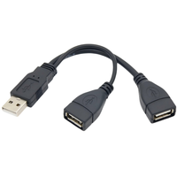 USB 2,0 a macho a 2 USB hembra doble Jack Y Splitter Hub Cable adaptador de cable de alimentación