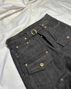 Jean en denim japonais original à bords bruts, coupe droite ample et décontractée, style vintage, avec boucle arrière personnalisée pour homme - Product Image 3