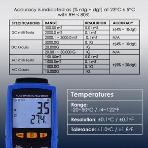 Gaussímetro Digital de Alta Calidad para Medir Campos Magnéticos, 3000mT (30000 Gauss), Registro de Datos de Intensidad de Campo Magnético CA/CC - Product Image 5