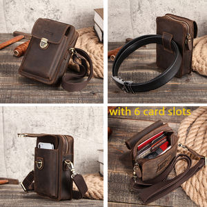 Bolso de Teléfono de Cuero Genuino Crazy Horse Vintage de Contact's, Convertible en Bandolera, con Ranuras para Tarjetas - Product Image 4