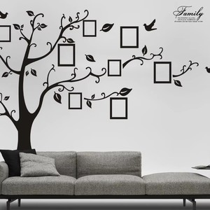 Adesivo Murale Albero Genealogico con 8 Cornici per Foto, Stampa Serigrafica, Autoadesivo, Impermeabile, Resistente ai Raggi UV, Decorazione per la Casa - Product Image 1