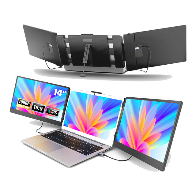 14" LCD Computer Laptop Screen Extension 1920*1080 Laptop Screen Extender Triple with Type-C Portable Screen