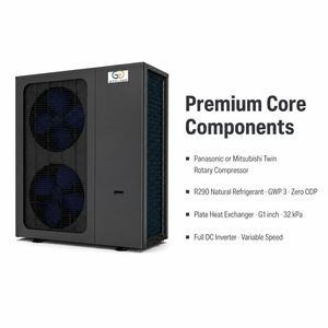 Pompe à chaleur R290 DC Inverter 26KW 3-en-1 Chauffage Refroidissement <span class=keywords><strong>Eau</strong></span> Chaude Métal <span class=keywords><strong>Électrique</strong></span> Certifiée CE pour Villa Usage Domestique Contrôle WiFi - Product Image 3