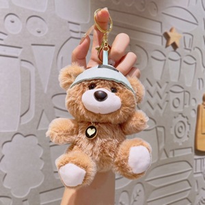 <b>Cute</b> Cartoon Teddy <b>Bear</b> with Hat Plush Toys Keychain Pendant Women Charming Bag Accessories Fur Design for Girls Birthday Gift - Product Image 5