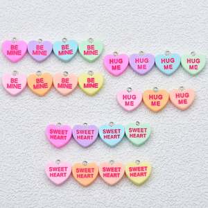 Dijes de Resina de Colores con Letras Inglesas, Corazón de Amor, <span class=keywords><strong>BEMINE</strong></span>, HUGME, LOVE, Acrílico, para Hacer Pulseras, Collares y Joyería Artesanal - Product Image 1