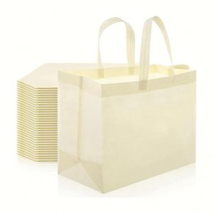 Bolsa de Compras Reutilizable Personalizada para Tiendas Boutique, Bolsa de Tela Grande Beige, Bolsa de Compras de Tela No Tejida, Bolsa de Supermercado Rpet - Product Image 1