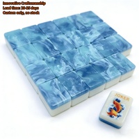 Set Mahjong Tema Lautan Biru 2 Lapis Kustom, Kartu Mahjong Akrilik Amerika Motif Putri Duyung, Heron, dan Pantai