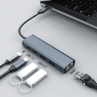 Adaptor Ethernet Hub USB 3.2 C ke RJ45 Mendukung Akses Jaringan 10/100/1000Mbps untuk Keyboard, Mouse, Kamera, PC, Ponsel