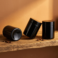 Pot en verre noir anti-UV, récipient de stockage en verre opaque noir avec couvercle hermétique pour crème cosmétique, herbes, épices, fleurs, thé