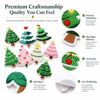 Patch brodé thermocollant ou à coudre pour Noël, motif étoile, nœud, cœur, arbre de Noël, carreaux, hiver, vente en gros