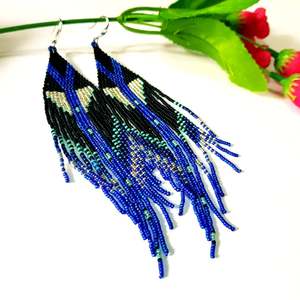 Pendientes largos de cuentas hechos a mano Happiness - Product Image 1