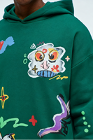 Sweat à capuche et pantalon de marque Y2K ensemble deux pièces 100% coton survêtement dessiné à la main survêtements décontractés à motif unique