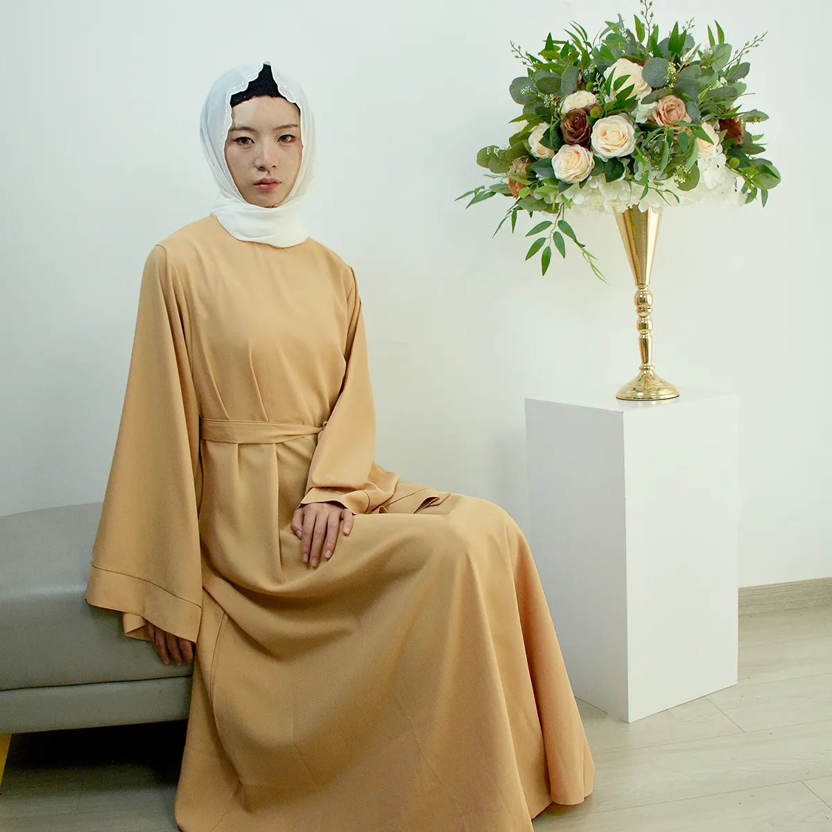 Gaun Turki jubah Hidjab jubah tarik Jean Femme De Soiree modern ukuran besar De Marie e Muslim Abaya DubaI Kaftan etnik