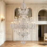 Lustre en cristal K9 de style bougie européen, suspension décorative pour plafond haut, villa, escalier, hall d'hôtel, projet