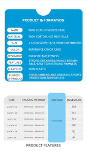 Bande de sport en oxyde de zinc 5cm X 9.1m Bandage de garde athlétique Poignet Genou Support de cheville pour basket-ball Football <span class=keywords><strong>Doigt</strong></span> Main Pied - Product Image 6