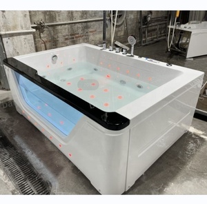 Cascada interior para 2 personas, bañera de hidromasaje de lujo Jakuzzier con baño de burbujas, luces LED, Spa de masaje de vidrio Yacuzzi - Product Image 2