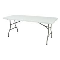 Table Pliante en Plastique de Haute Qualité 1,80 m, Rectangulaire Blanche, Mobilier d'Extérieur pour Banquets, Jardins, Réceptions et Événements