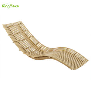 كرسي استلقاء خارجي فاخر على شكل حرف S من خشب الساج الصلب، أثاث للشاطئ وحمام السباحة - Product Image 3