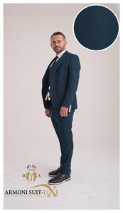 Costume d'affaires marron pour homme, coupe ajustée, en laine et polyester tissé, simple boutonnage, col mandarin, anti-rétrécissement, longueur standard - Product Image 3