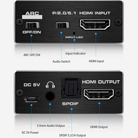 Commutateur HDMI 2.0 4K Hardrock Metal, distributeur, séparateur audio et décodeur + convertisseur ARC avec HDCP et HDR10 60Hz