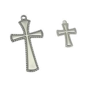Colgantes de Cruz de Acero Inoxidable con Grabado Religioso Cristiano para Collares y Pulseras, Color Acero Liso, Múltiples Estilos - Product Image 4