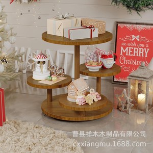 Support à gâteau rond à plusieurs niveaux en bois, plateau à dessert pour fête d'anniversaire, usage domestique - Product Image 2
