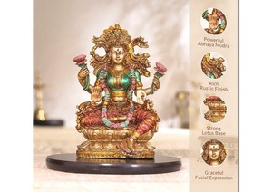 Goddess Lakshmi Maa Antique Murti 10 Inch Hindu Religious Idol Decorative Statue Pooja Home Temple Decor Spiritual Gift - Product Image 6