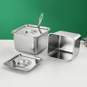 Stainless Steel Square Spice <b>Jar</b> With Lid Metal Spoon Included <b>For</b> <b>Kitchen</b> <b>Storage</b> - Product Image 2