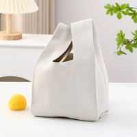 Stilvolle Mini-Strickhandtasche für Damen, Reise- und Strandnutzung, mit Zwei Griffen, Offener Verschluss, Modisches Faltbares Leichtgewicht-Design