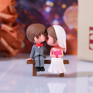Cute Couple Figurines With <b>Stool</b> PVC Cake Toppers Wedding Decorations Miniature Cartoon Characters For Cake Decorating Supplies - Product Image 3