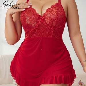 Robe camisole transparente sexy SFY4076, vêtements pour femmes grandes tailles, lingerie érotique avec jupe en dentelle et résille, vêtements pour femmes grandes tailles - Product Image 3