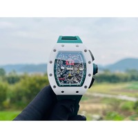 Montre de luxe de haute qualité avec boîtier tonneau en céramique, verre saphir, bracelet en caoutchouc de 24 mm, mouvement mécanique automatique, réserve de marche
