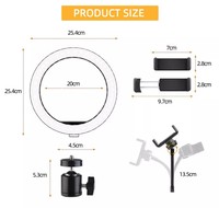 Anillo de luz LED de 10 pulgadas al por mayor, iluminación de relleno de estudio para Selfie de Vídeo fotográfico para soporte de teléfono móvil, transmisión en vivo con soporte
