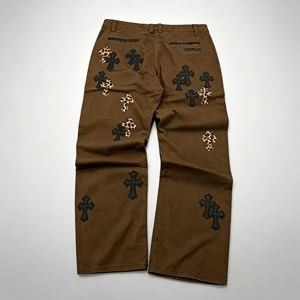 SOONREE <span class=keywords><strong>Jeans</strong></span> <span class=keywords><strong>Homme</strong></span> Vintage Marron avec Patch Croisé, Pantalon en Denim Y2K Grunge Streetwear, Logo Personnalisé, Fabrication OEM/ODM, Délavé, Hiver - Product Image 2