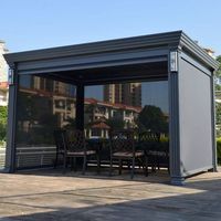 Gazebo moderne à persiennes, mobilier d'extérieur, imperméable, résistant au soleil, au vent et au feu, auvent motorisé intelligent en alliage d'aluminium