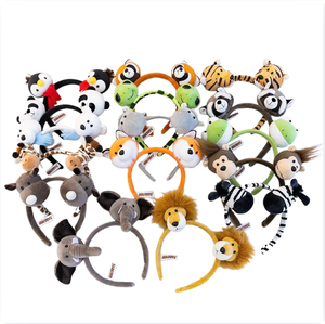 Fascia per Capelli Promozionale Zoo Personalizzata in Peluche con Design di Animali Vari: Pinguino, Elefante, Procione, Scimmia, Panda per Bambini - Product Image 1