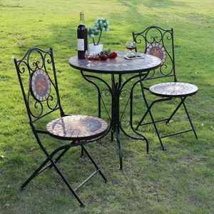 Pour <span class=keywords><strong>Amazon</strong></span> populaire en plein air mosaïque loisirs trois pièces ensemble barre en métal café <span class=keywords><strong>Table</strong></span> et <span class=keywords><strong>chaise</strong></span> pour <span class=keywords><strong>balcon</strong></span> commerce extérieur - Product Image 1