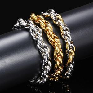 Bracelet torsadé en acier inoxydable 10 mm bicolore or pour homme, bijou cadeau - Product Image 4