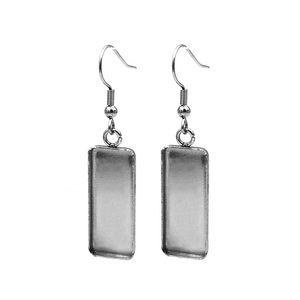 Base de boucles d'oreilles rectangulaire en acier inoxydable, pour la fabrication de boucles d'oreilles, accessoires de bijoux DIY H1114 - Product Image 5