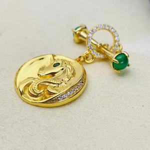 Pendentif en argent pur S925 avec boucle en perle, plaqué or 18 carats, accessoires de bijoux DIY, style tendance, avec artisanat plaqué - Product Image 3