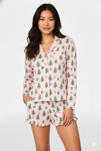 Custom <strong>Summer</strong> PJ Long Sleeve Solid Modal <strong>Pyjamas</strong> with Piping Cotton Sleepwear Bamboo Pajamas Set <strong>for</strong> Women - Product Image 2
