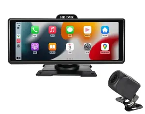 10.26 인치 무선 및 와이어 carplay 안드로이드 자동 BT FM WIFI 앱 제어 대시 보드 듀얼 렌즈 4K 듀얼 대시 캠 자동차 <span class=keywords><strong>DVR</strong></span> - Product Image 1