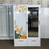 Armoire de chambre à coucher en acier avec porte coulissante à motif personnalisé, vente chaude en Indonésie
