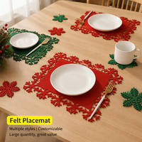 Sets de table et sous-verres en feutre de Noël, décorations de table personnalisées faites à la main pour la maison et l'hôtellerie